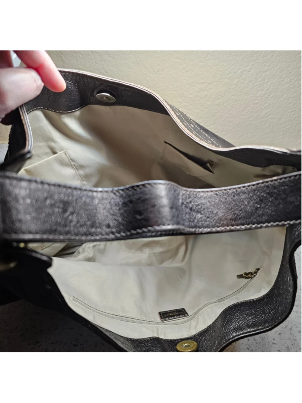 Burberry Metallic Bronze Leather Hobo Shoulder Bag
